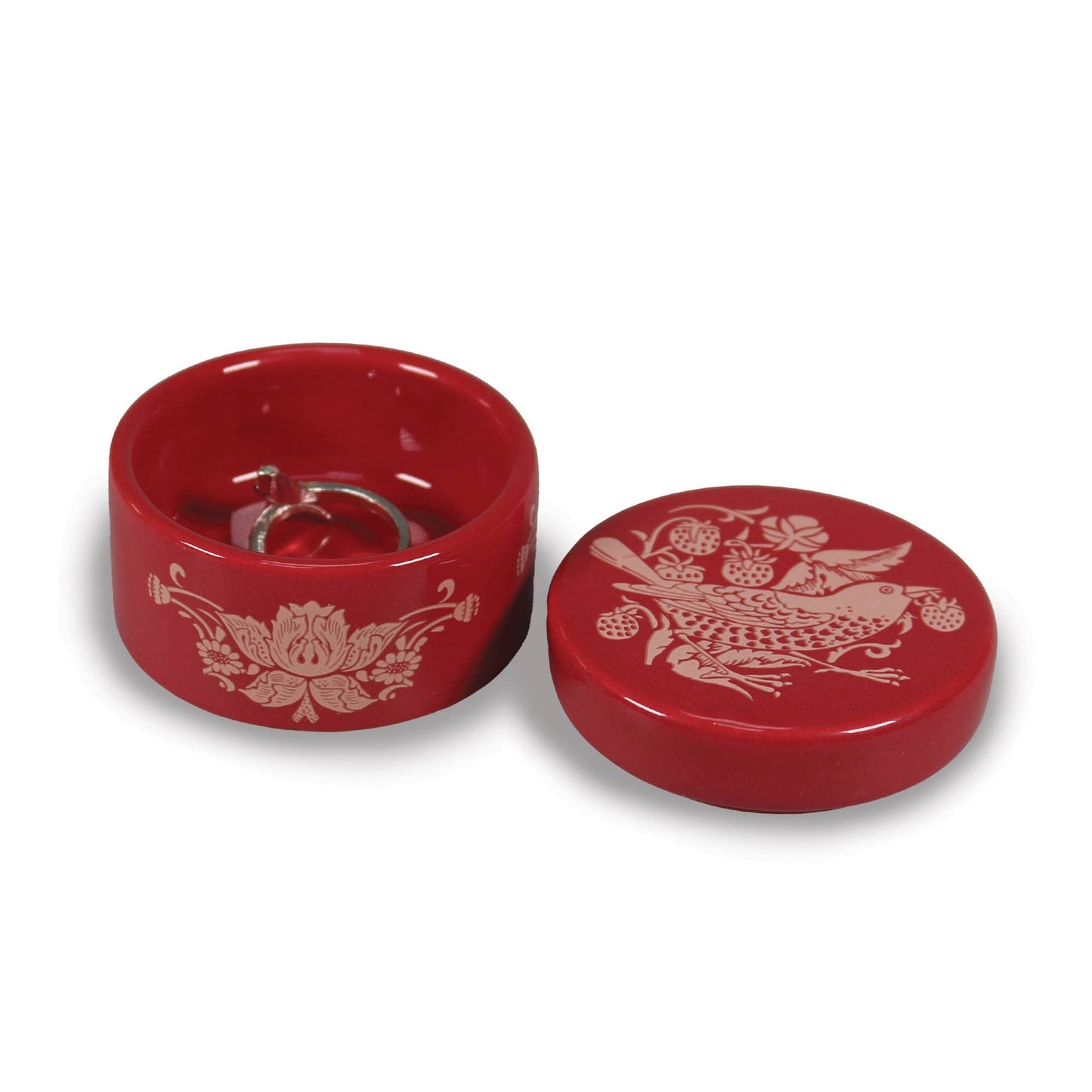 Boîte à bijoux en céramique William Morris - StrawberryThief Framboise