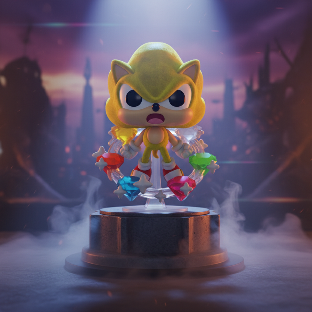 Funko Pop! Plus Super Sonic avec Emeraudes (Flocked) – Sonic the Hedgehog
