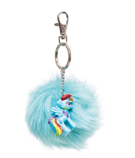 Regenbogen-Dash-Schlüsselanhänger mit Fellanhänger und 3D-Figur