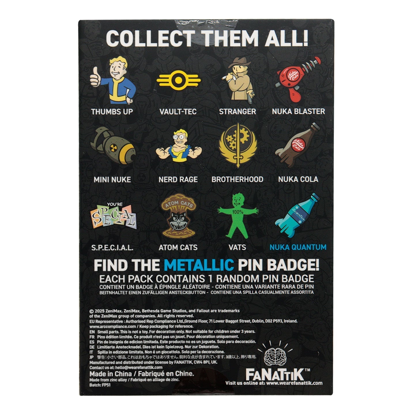 Display de 12 blind boxes Fallout - pin’s mystère Volume 2 - blind box arrière