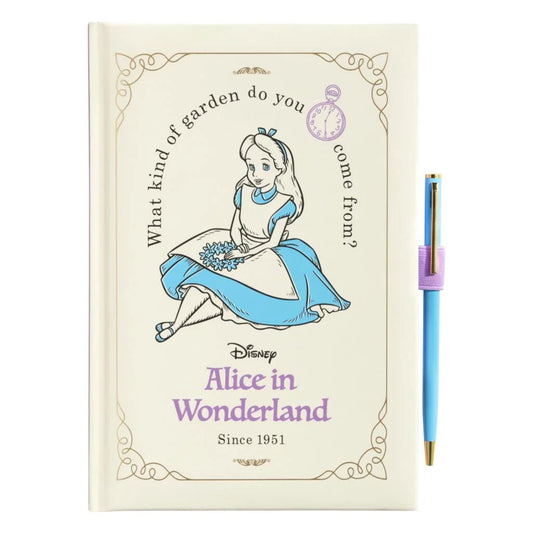 Alice im Wunderland-Notizbuch mit Stift