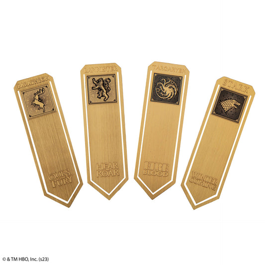 4 Lesezeichen aus Metall – Stark, Lannister, Baratheon und Targaryen