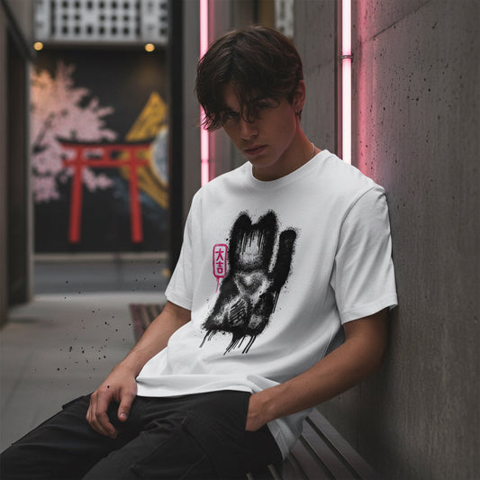 Rocket Man weißes T-Shirt – Lucky Cat Spray