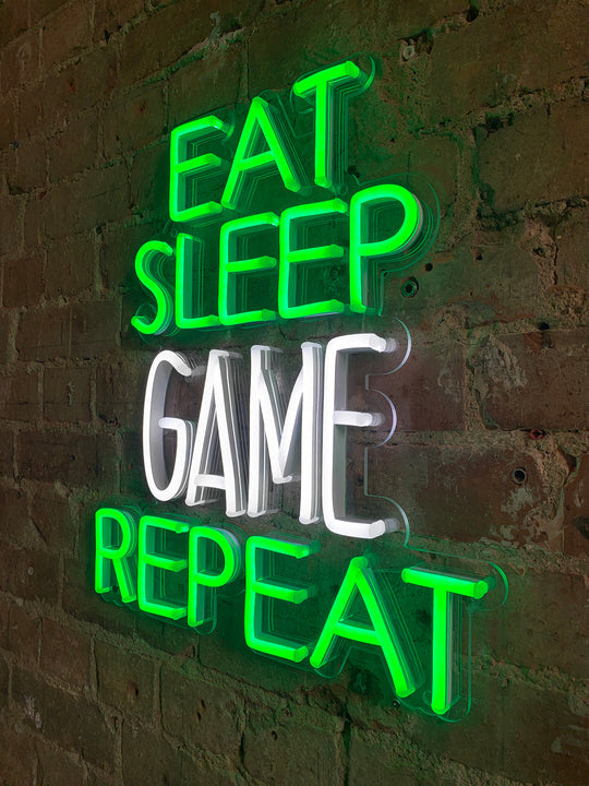 Neon Wall Eat Sleep Game Repeat