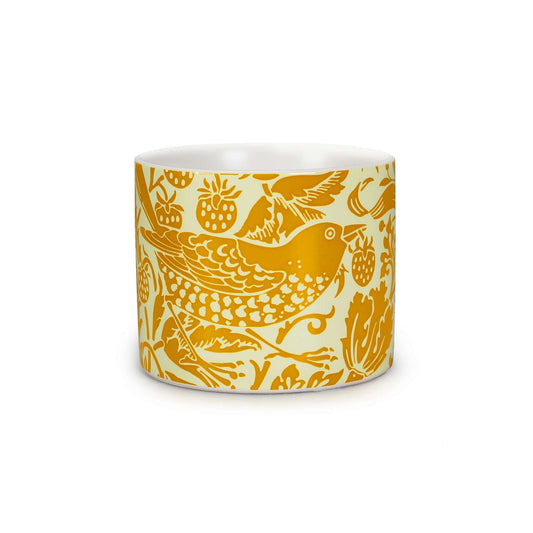 William Morris ceramic pot - Strawberry Thief yellow