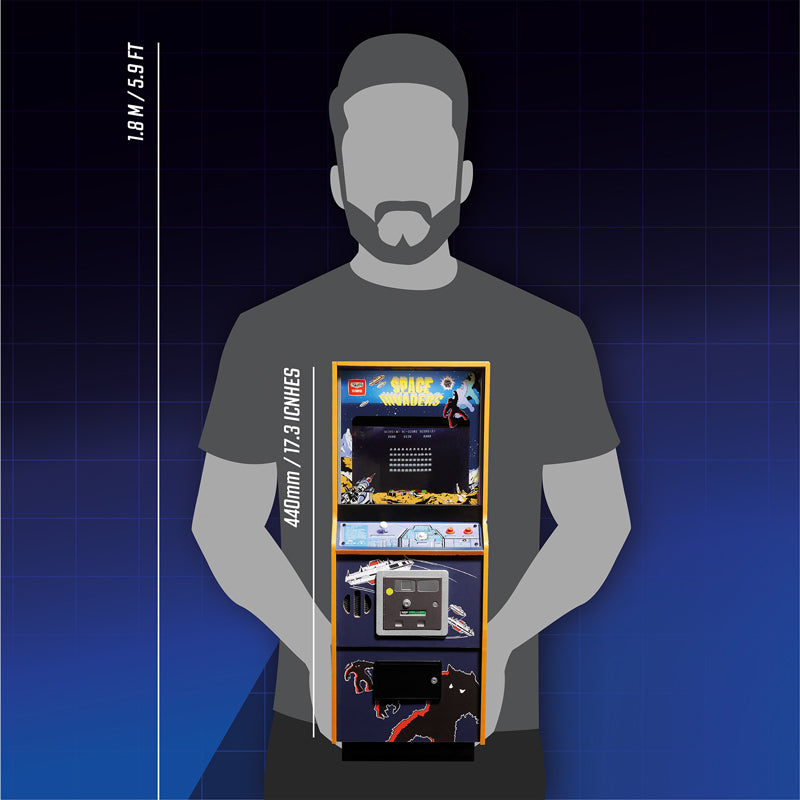 Space Invaders Quarter Size Arcade Cabinet + Münze.