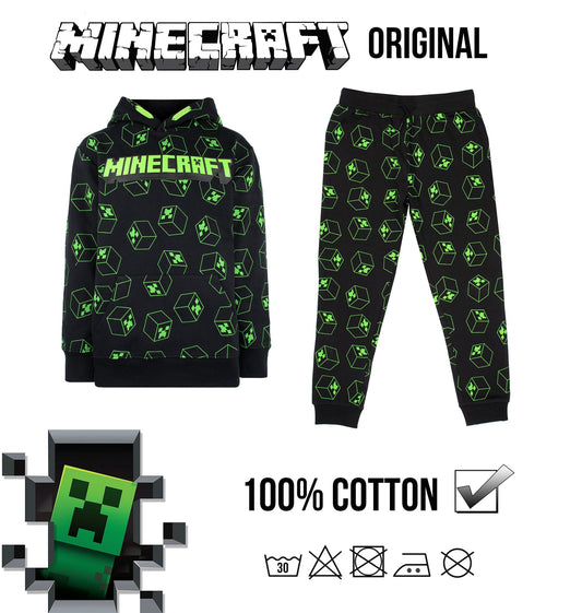 Pantalon de jogging Minecraft – noir & vert Pattern