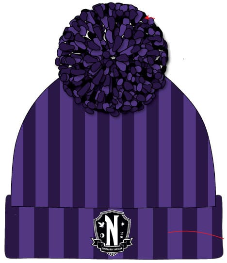 Wednesday Pom-Pom Beanie – Nevermore Logo