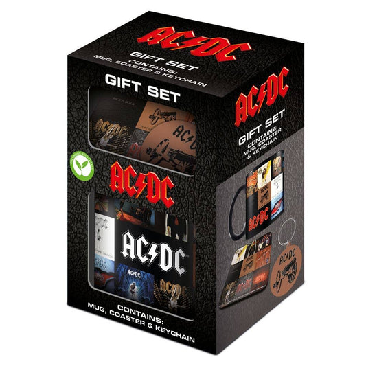 Coffret Cadeau AC/DC - Albums Classiques : Tasse, Sous-verre & Porte-clés