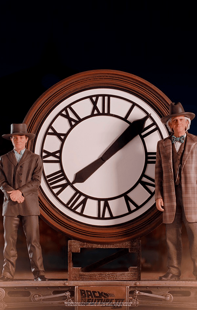 Statue Marty und Doc am Uhrturm - Zurück in die Zukunft - Art Scale 1/10