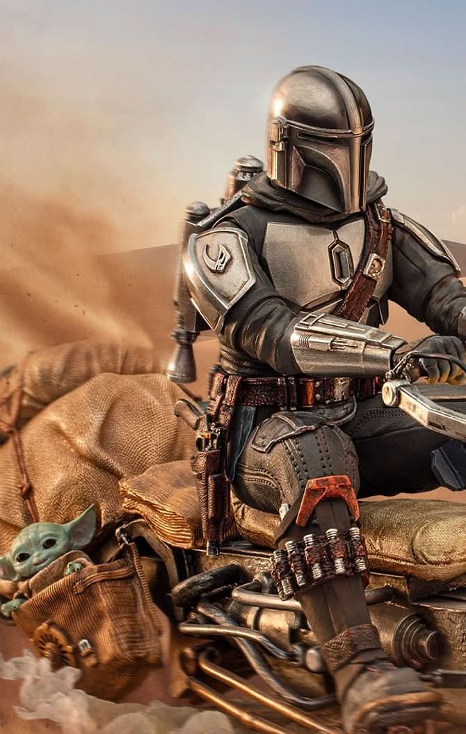 Statue The Mandalorian auf Speederbike - Star Wars: The Mandalorian - Art Scale 1/10