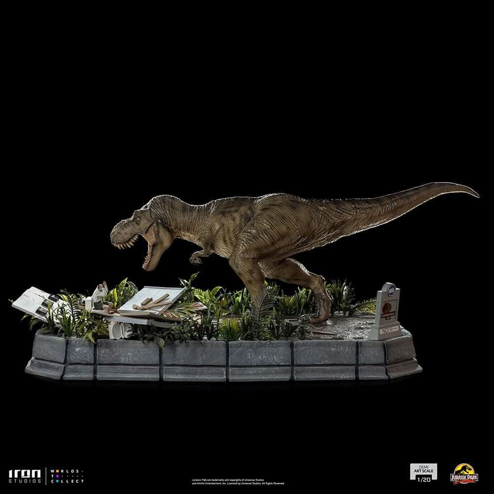 Statue T-Rex Attack Donald Gennaro - Jurassic Park - Demi Scale 1/20