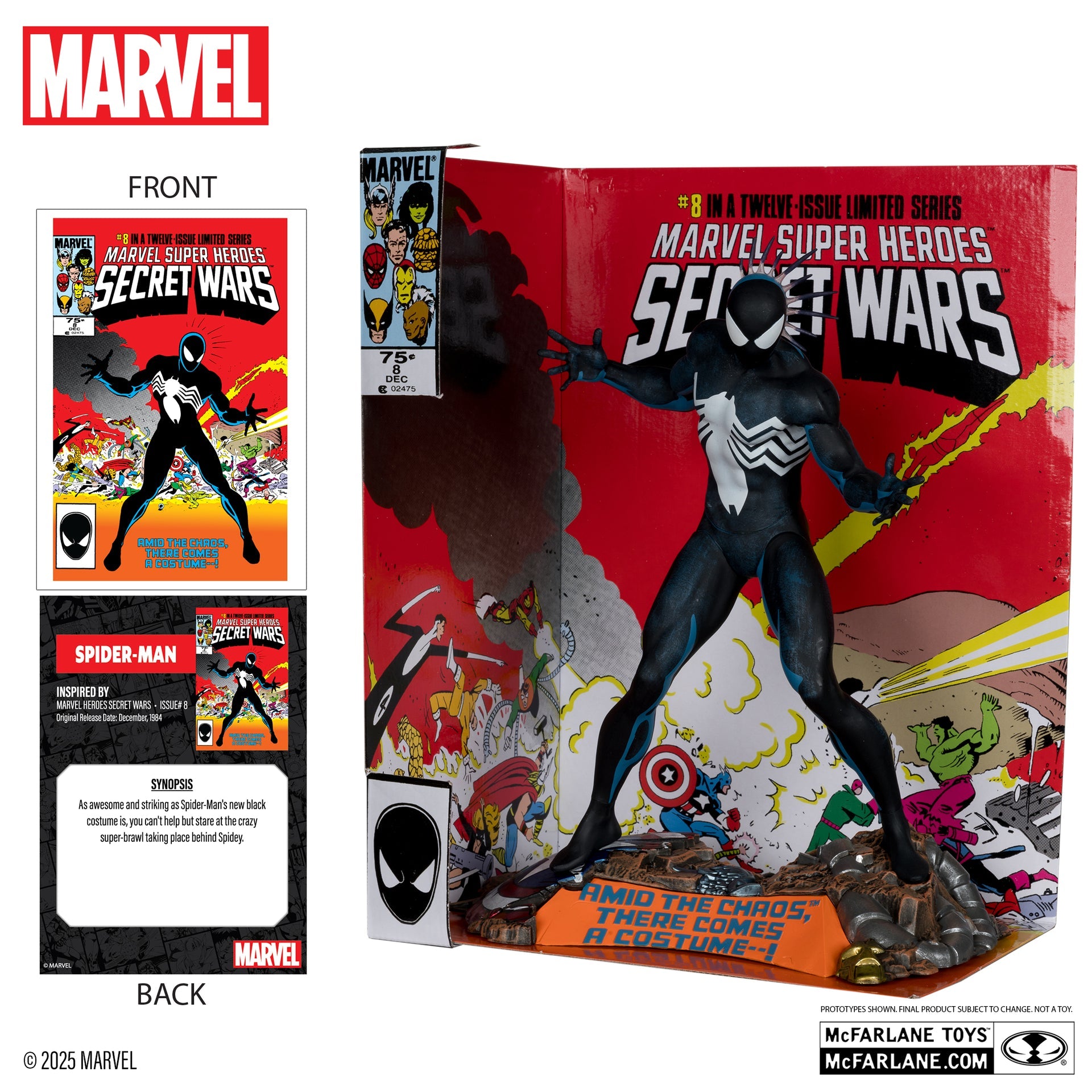 spider man 1 6th scale collectible with scene comic marvel super heroes secret wars 8 mcfarlane toys