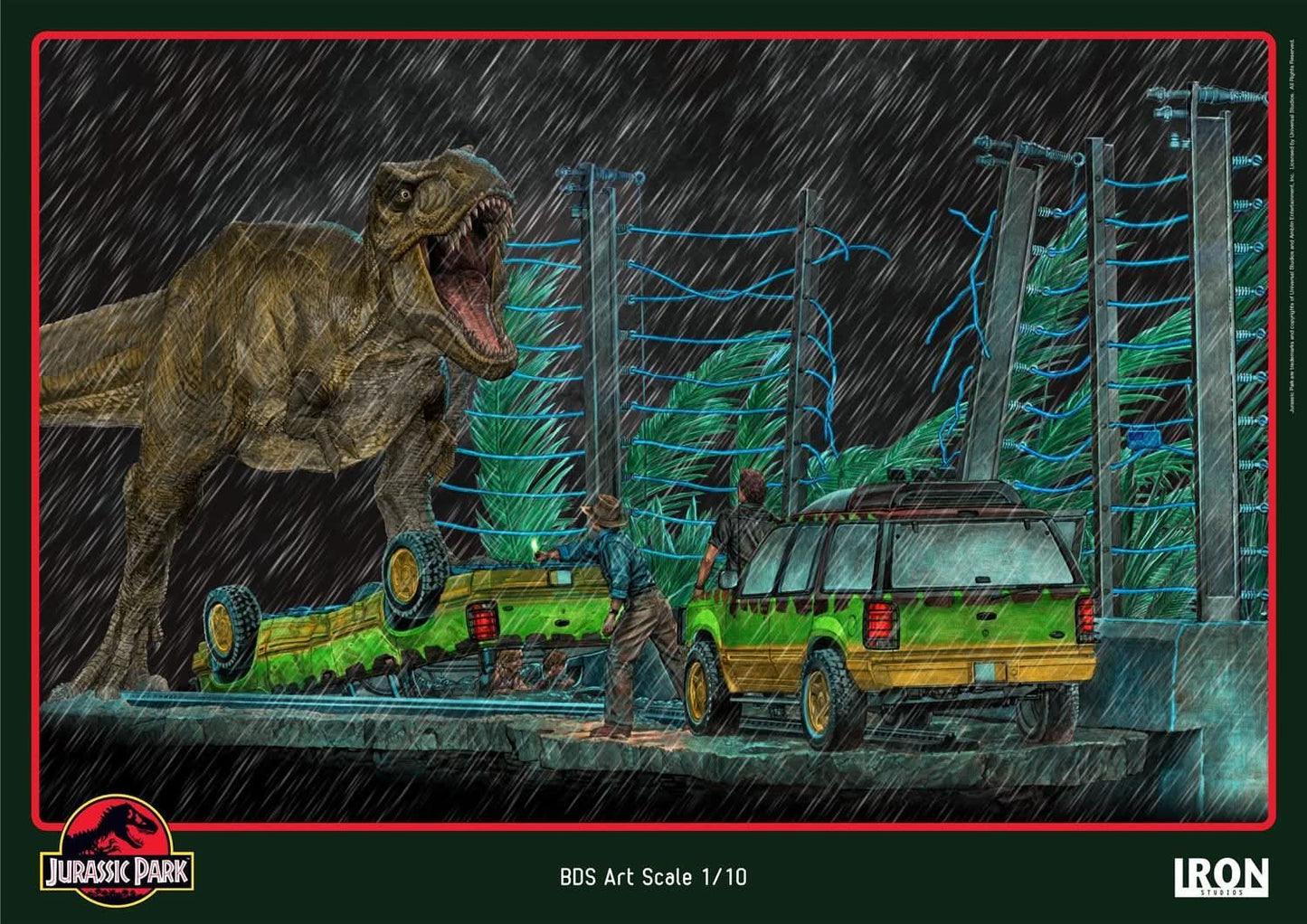 T-Rex Attack Statue - Jurassic Park (SET B) - Art Scale 1/10