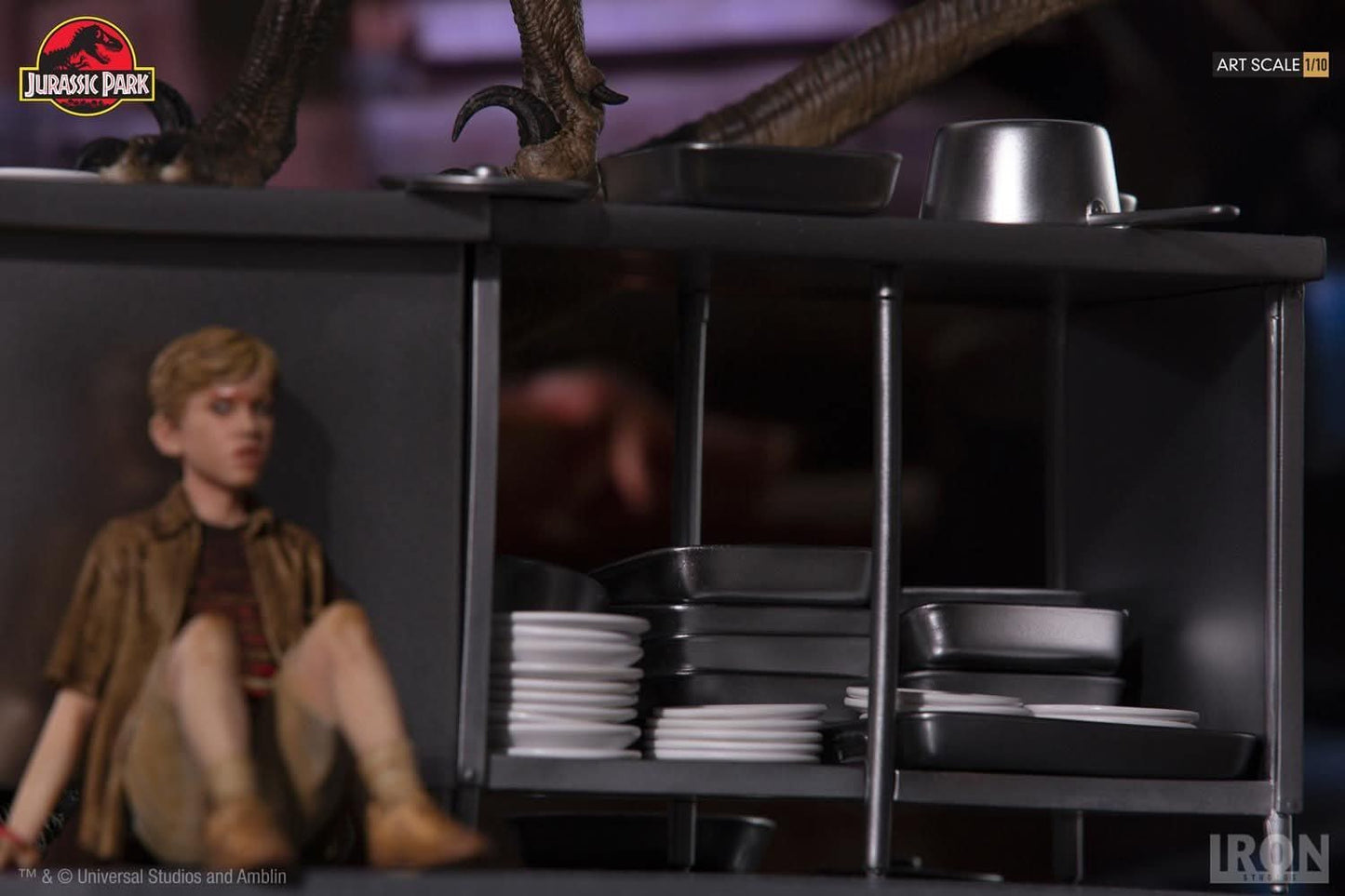 Statue Velociraptoren im Küchendiorama - Jurassic Park - Art Scale 1/10