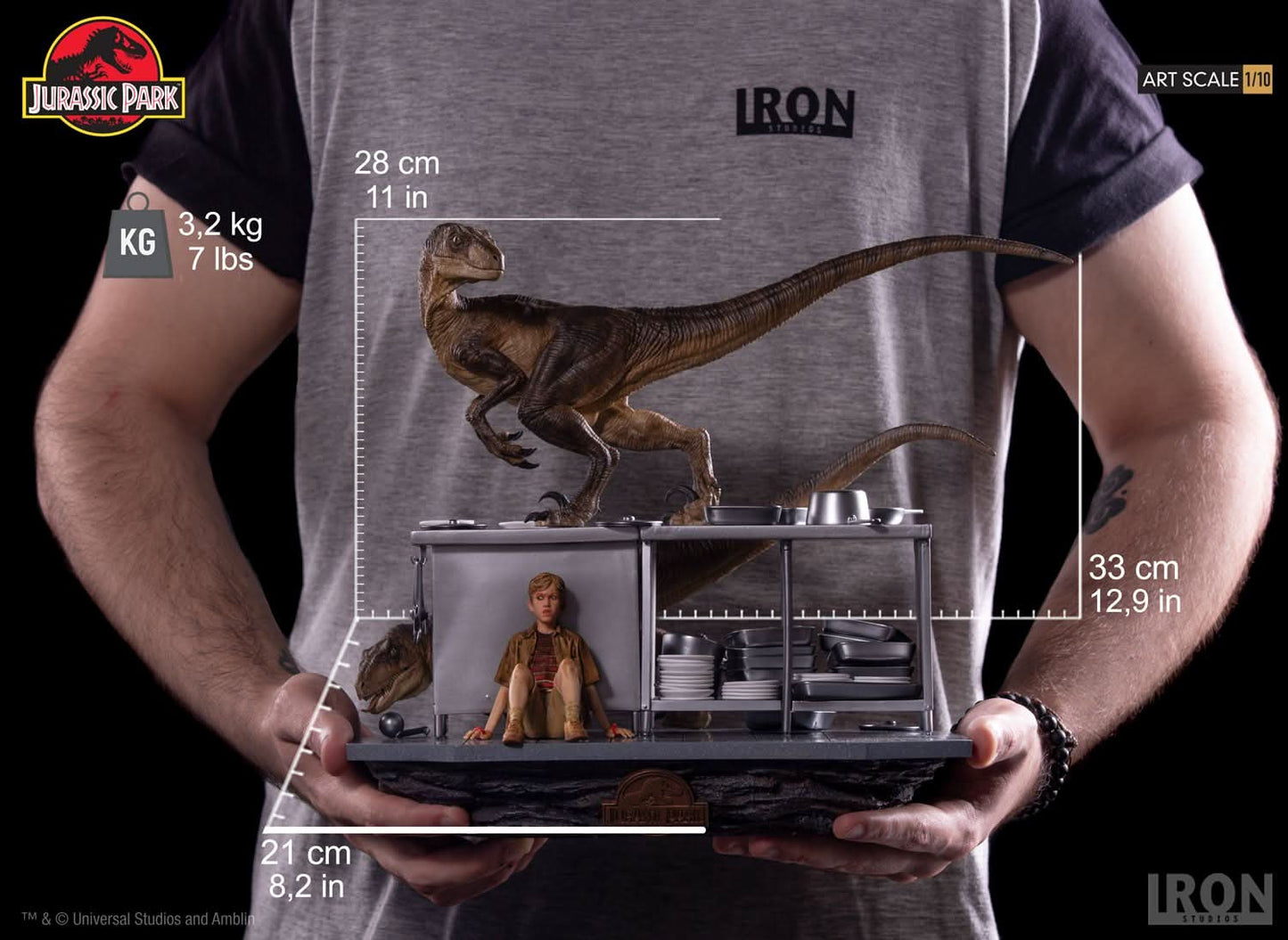 Statue Velociraptoren im Küchendiorama - Jurassic Park - Art Scale 1/10