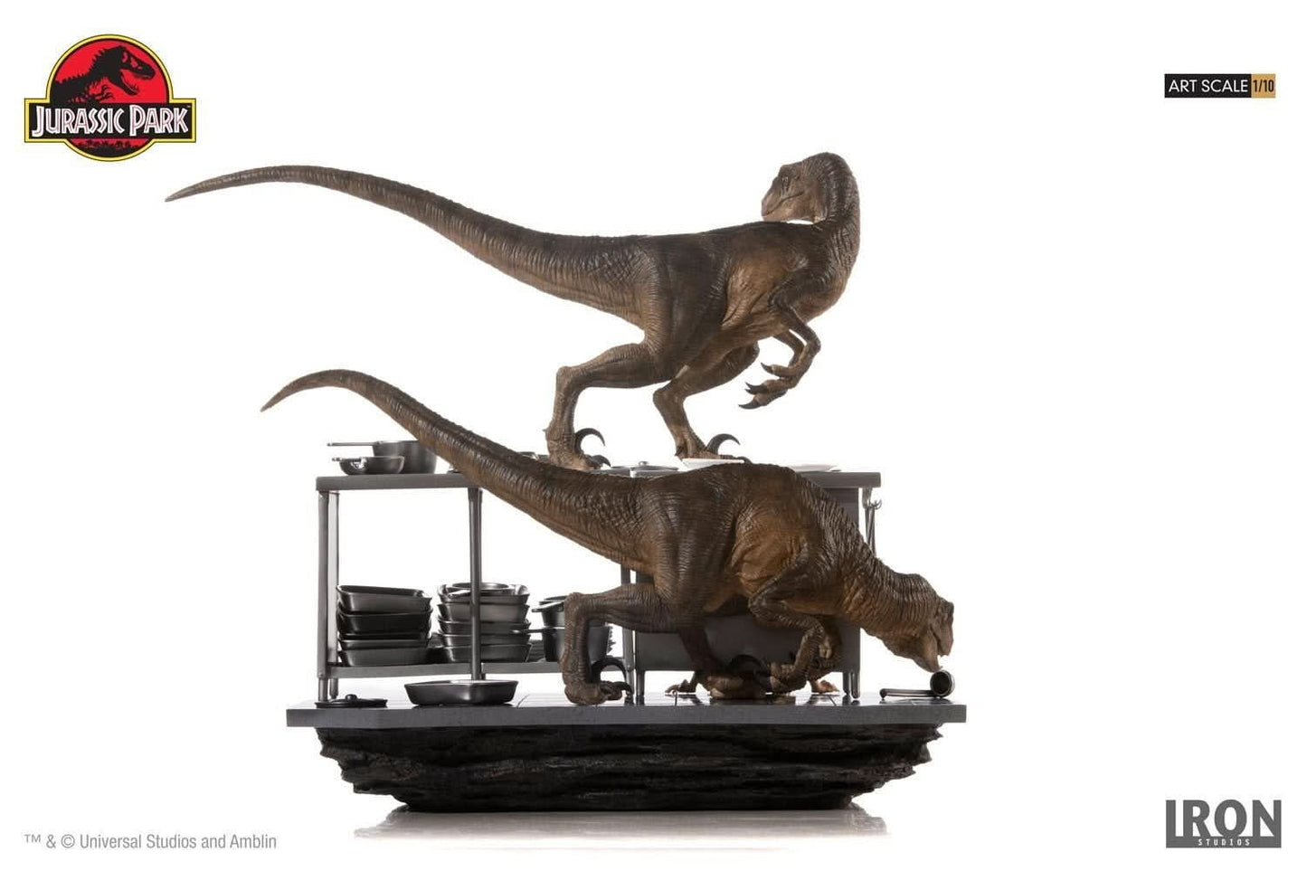 Statue Velociraptoren im Küchendiorama - Jurassic Park - Art Scale 1/10