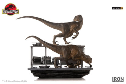 Statue Velociraptoren im Küchendiorama - Jurassic Park - Art Scale 1/10