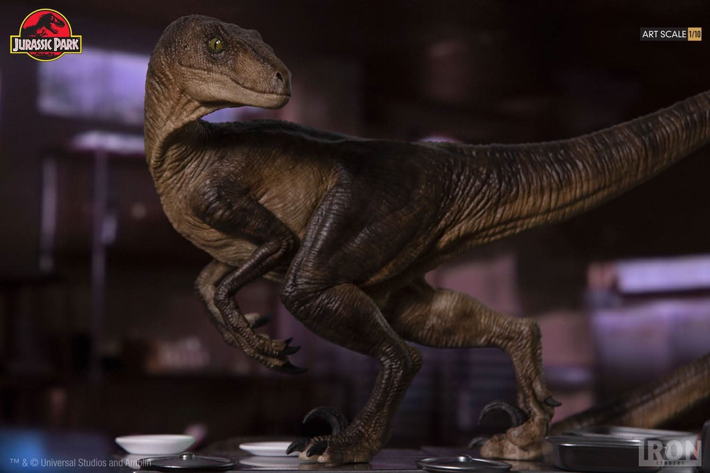 Statue Velociraptoren im Küchendiorama - Jurassic Park - Art Scale 1/10