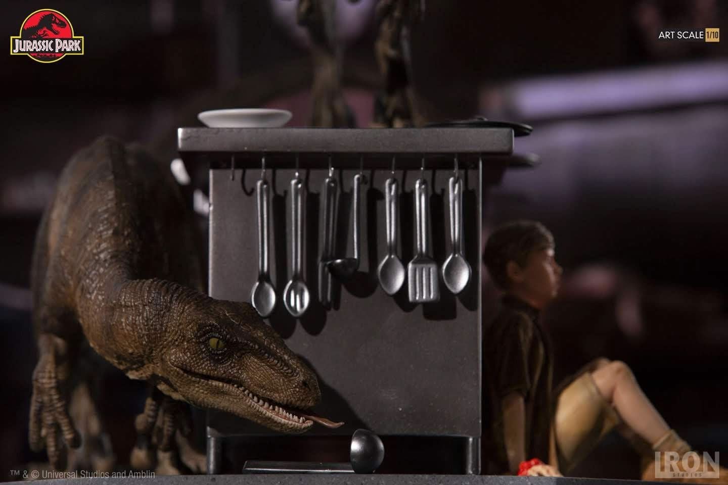 Statue Velociraptoren im Küchendiorama - Jurassic Park - Art Scale 1/10
