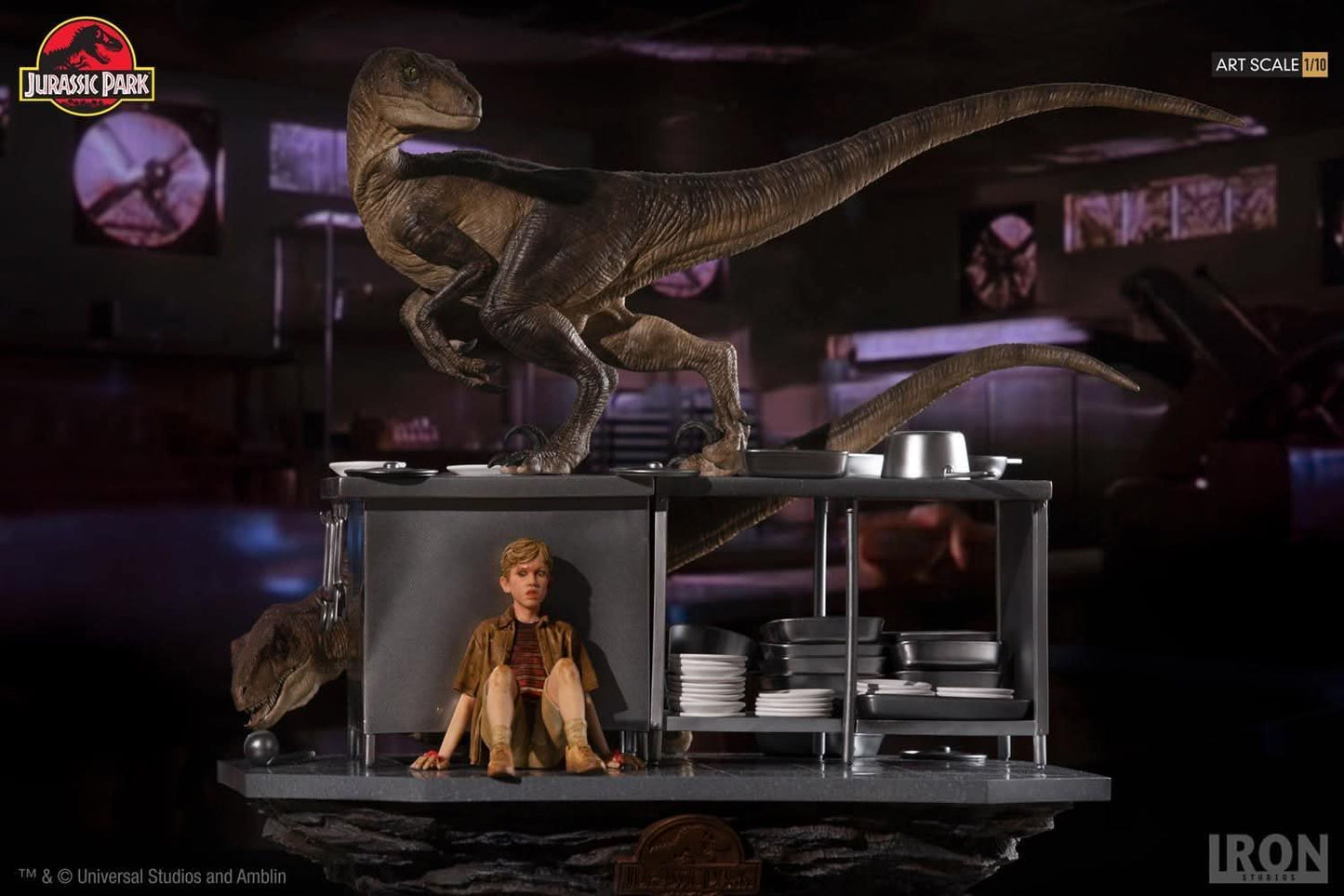 Statue Velociraptoren im Küchendiorama - Jurassic Park - Art Scale 1/10