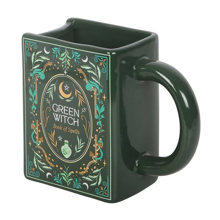 Green Witch "Spell Book" Book-Shaped Mug