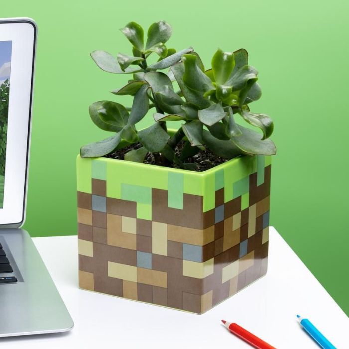 Pot à plantes et à stylos Minecraft - Bloc d'herbe