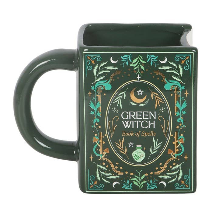 Green Witch "Spell Book" Book-Shaped Mug