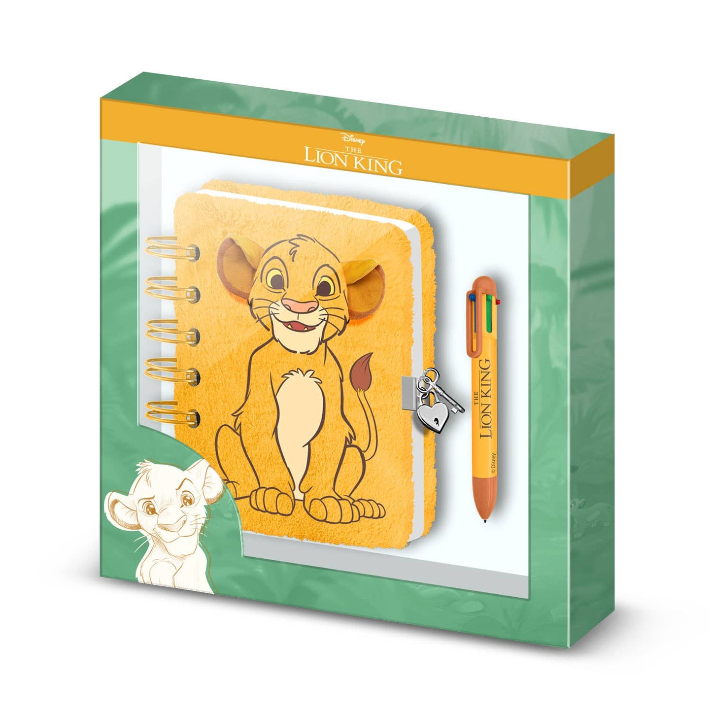Kawaii-Tagebuch-Set + Disney König der Löwen 6-Farben-Stift – Simba