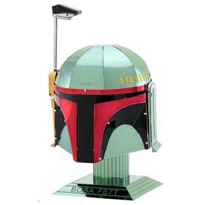 MetalEarth: STAR WARS/SÉRIE DE CASQUES - BOBA FETT 5x5.31x8.79cm, maquette 3D en métal avec 2 feuilles, sur carte 12x17cm, 14+