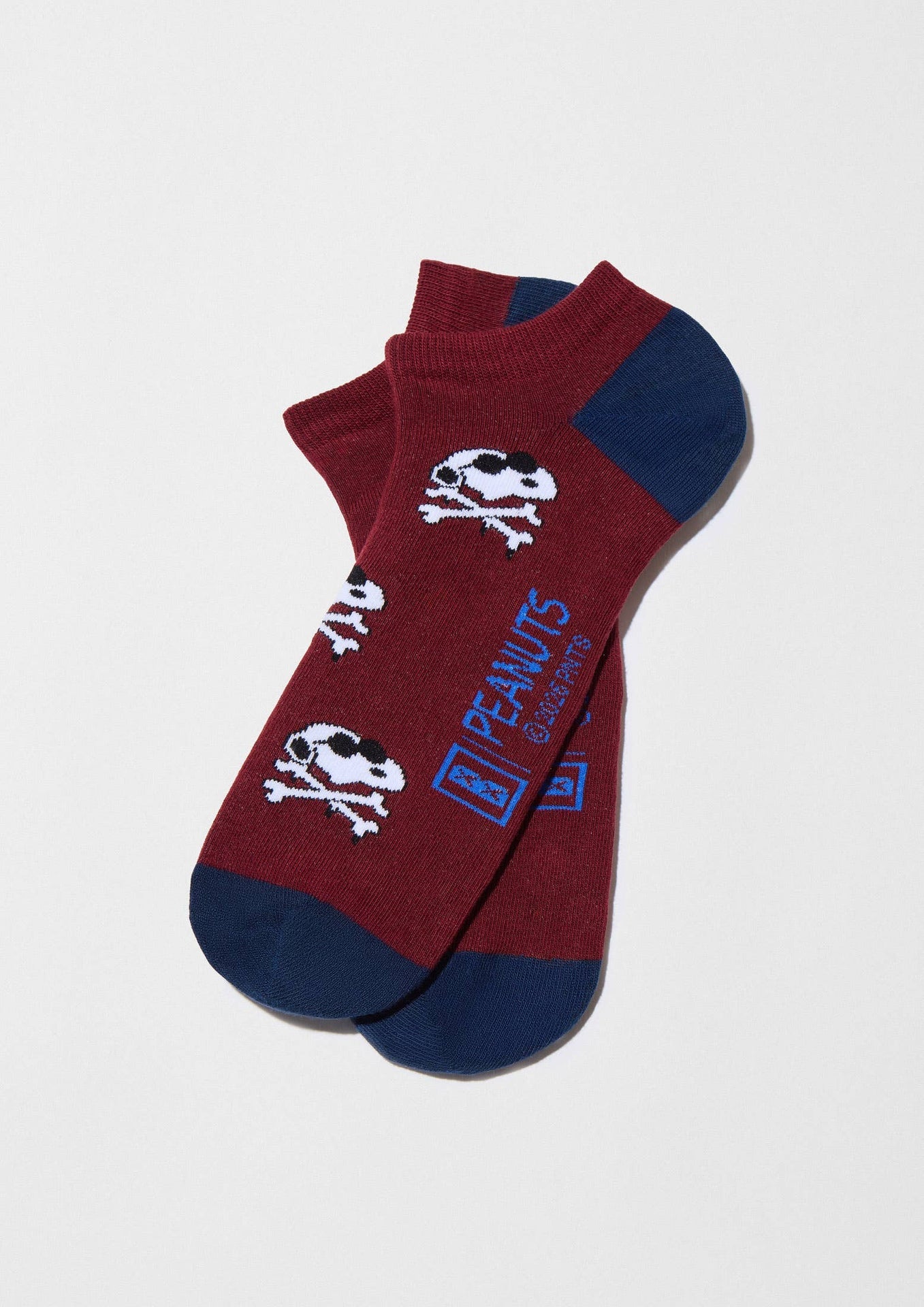 BeSnoopy Bordeaux Totenkopf – Knöchelsocken aus 100 % Bio-Baumwolle