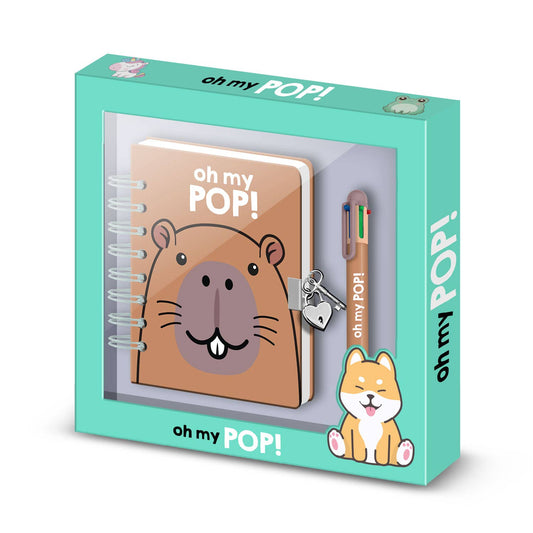 Oh My Pop Capybara – A5 Notizbuch-Set + 6-farbiger Stift