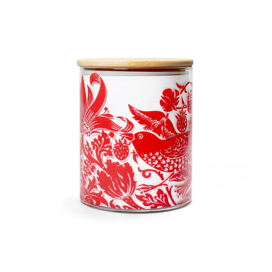 William Morris Glass Food Storage Container - Red Raspberry