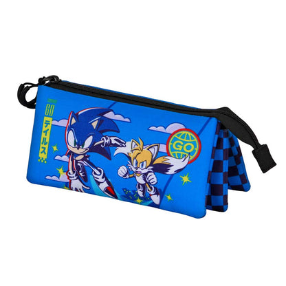 Sonic the Hedgehog "Go" Triple Pencil Case