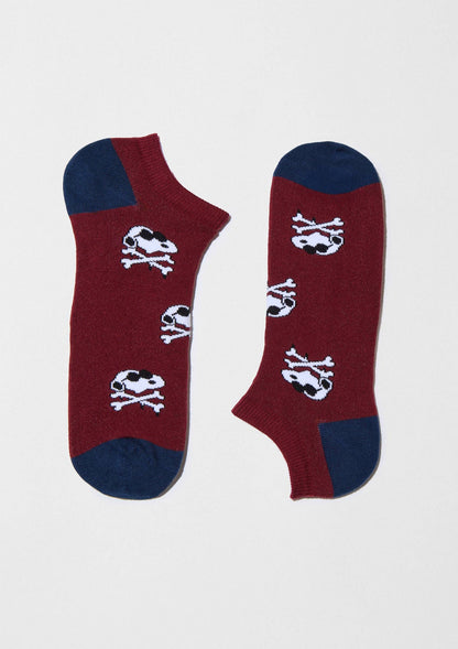 BeSnoopy Bordeaux Totenkopf – Knöchelsocken aus 100 % Bio-Baumwolle
