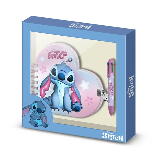 Stitch Cosmic-Pack de Journal Cœur + Stylo 6 Couleurs