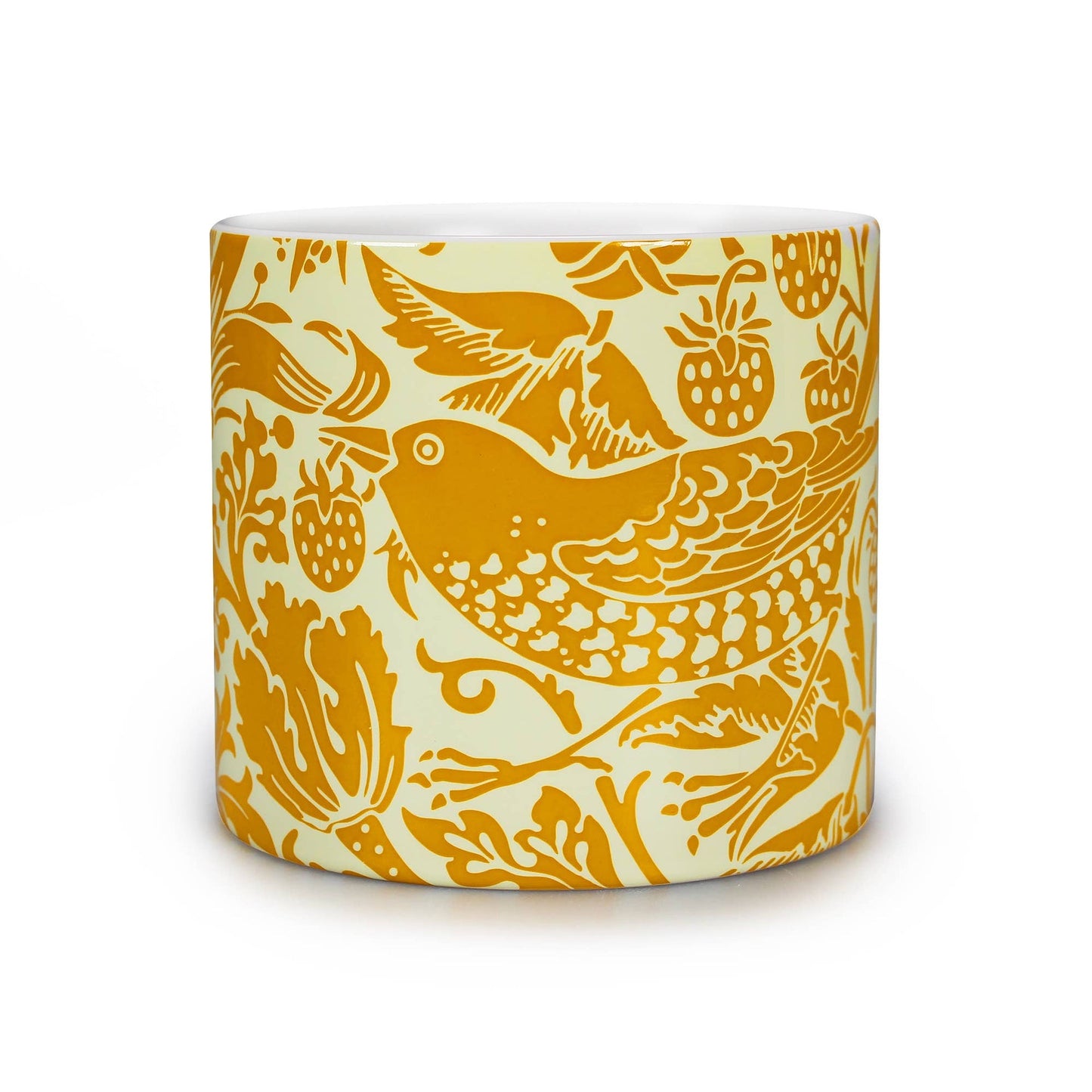 William Morris ceramic pot - Strawberry Thief yellow