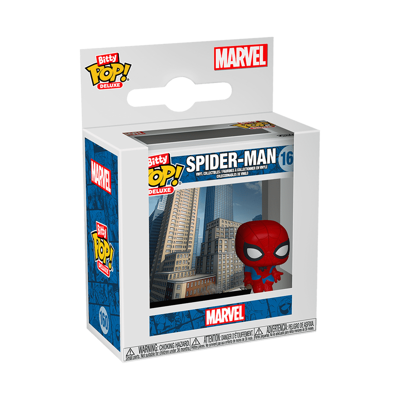 Bitty Pop! Deluxe Spider-Man (Cityscape) – vue d'ensemble officielle Funko