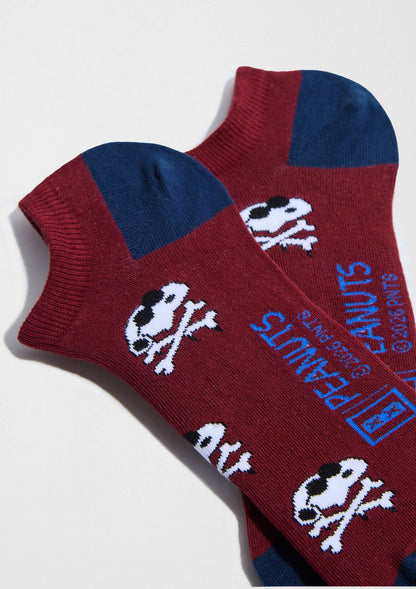 BeSnoopy Bordeaux Totenkopf – Knöchelsocken aus 100 % Bio-Baumwolle
