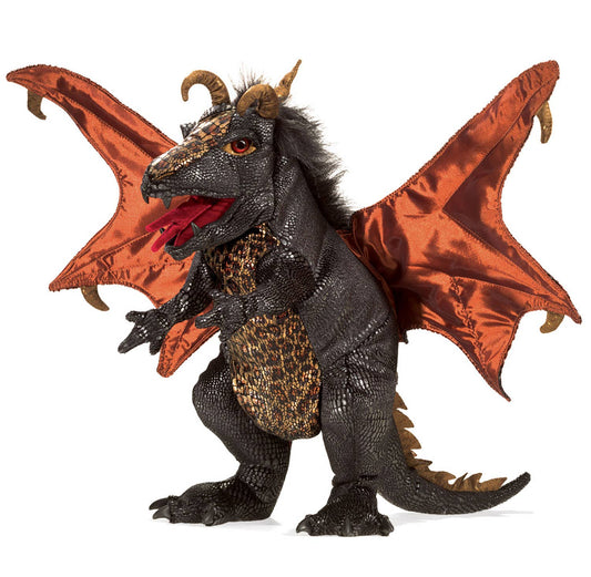 Marionnette à main Dragon noir 3069/ Dragon noir Folkmanis réaliste