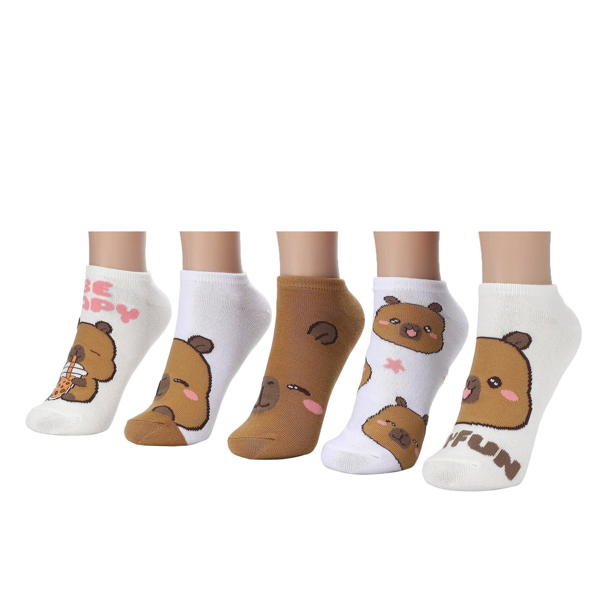 Chaussettes femme Capyfun personnages mignons - lot de 5 paires