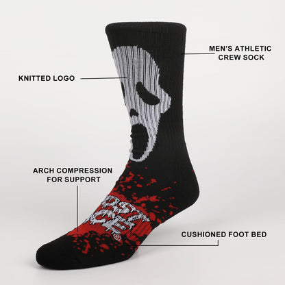 Chaussettes homme Ghost Face - Ghostface Mask avec texte et Splatter Athletic