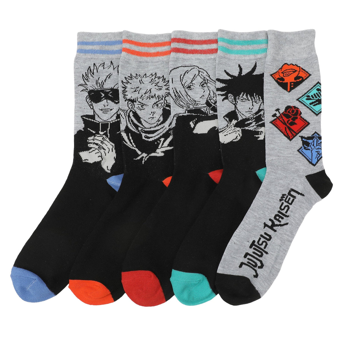 Chaussettes Jujutsu Kaisen motif personnages - lot de 5 paires