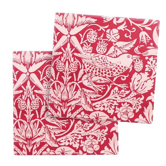 Set of 2 William Morris ceramic coasters - ACS Raspb