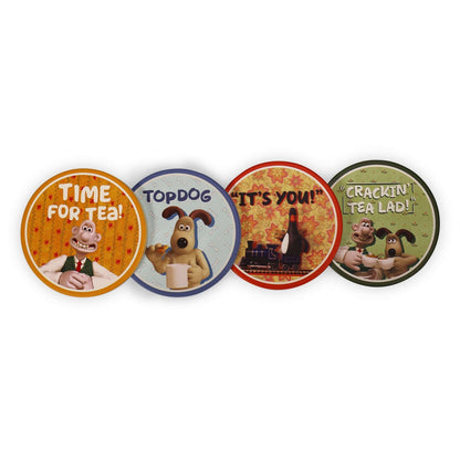 4 Wallace & Gromit Keramikuntersetzer-Set