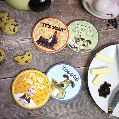 4 Wallace & Gromit Keramikuntersetzer-Set
