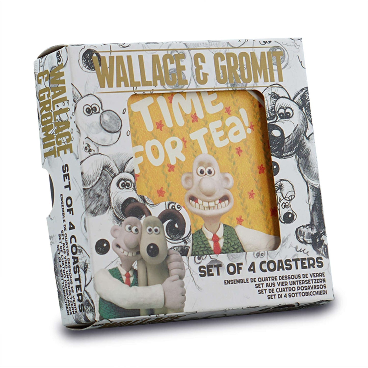 4 Wallace & Gromit Keramikuntersetzer-Set