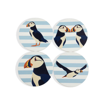 Lot de 4 sous-verres en céramique RSPB - macareux bleu