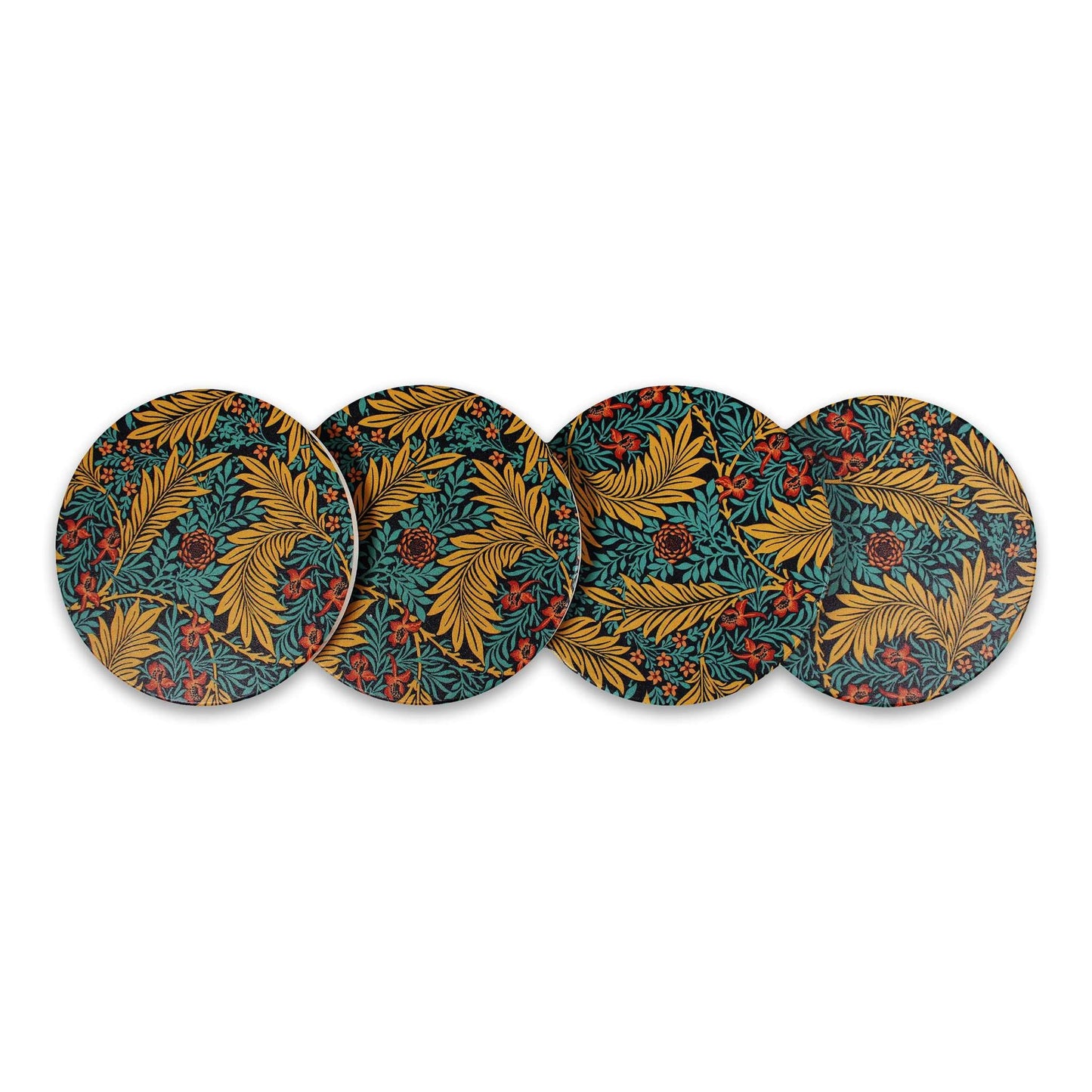 Set of 4 William Morris Ceramic Coasters - Larkspur
