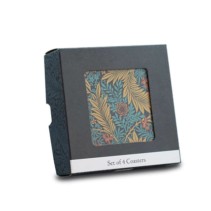 Set of 4 William Morris Ceramic Coasters - Larkspur